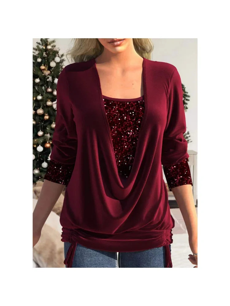 Top Elegante con Scollo a Barchetta e Paillettes™