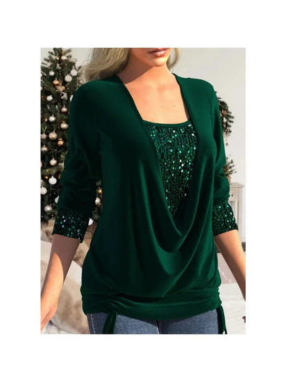 Top Elegante con Scollo a Barchetta e Paillettes™