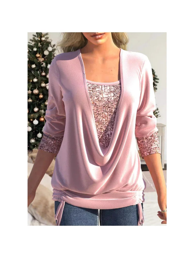 Top Elegante con Scollo a Barchetta e Paillettes™