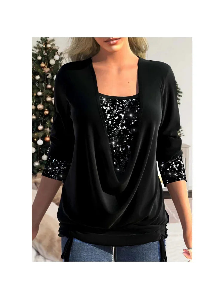 Top Elegante con Scollo a Barchetta e Paillettes™