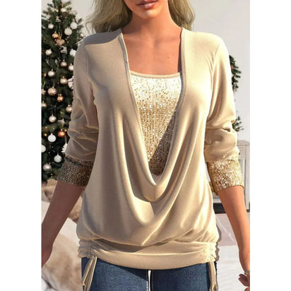 Top Elegante con Scollo a Barchetta e Paillettes™